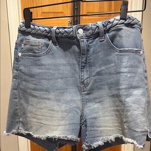 Judy Blue Blue Jean Shorts Distressed Frayed Edges